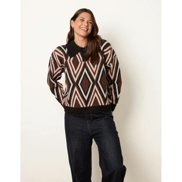 Blue Vanilla Diamond Knit Polo Jumper