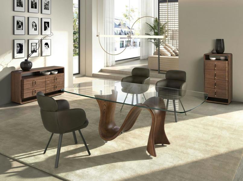 Angel Cerdá Walnut and Black Pvc Chest of Drawers 7226