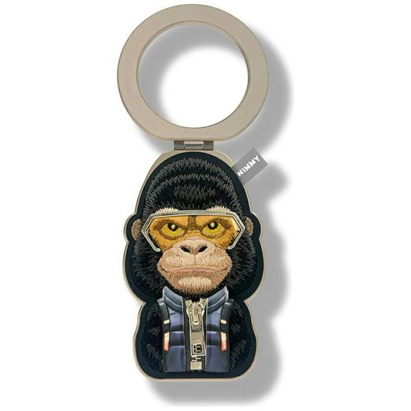 Nimmy Friends Nimmy Cool & Cute 2.0 Gorilla Embroidery Magnetic Stand with MagSafe Black - N-KM-BSZJ-016