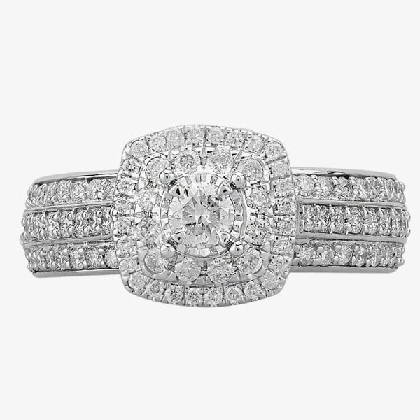 T. H. Baker 9ct White Gold 1.00ct Diamond Fancy Shouldered Square Cluster Ring TH012525112159