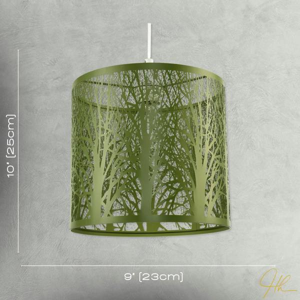 Unique and Beautiful Olive Green Metal Forest Design Pendant Shade Image 7