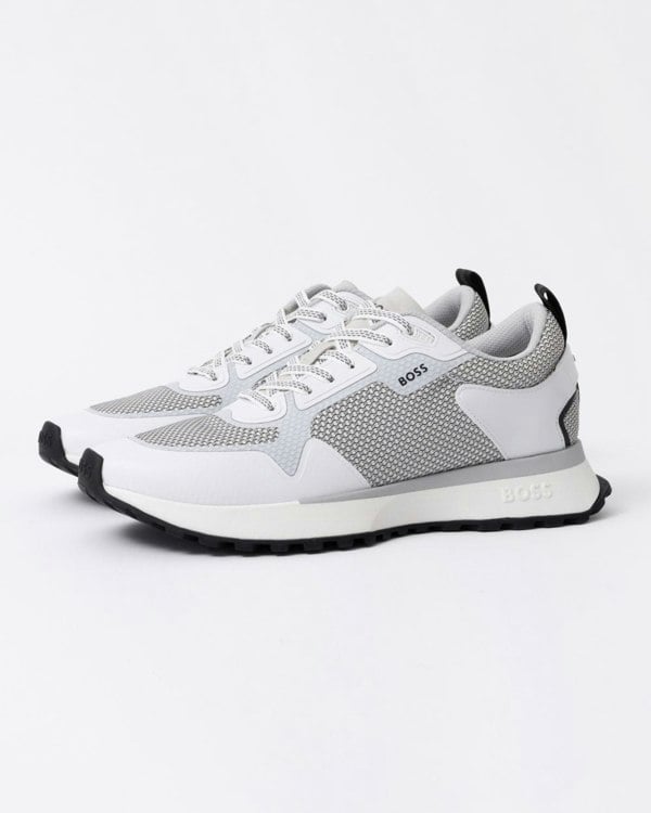 BOSS Orange Jonah Mixed-Material Trainers with Mesh Details and Branding - Open White 120