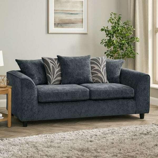 Furnishings For Less Zina Chenille Fabric 3 Seater Sofa