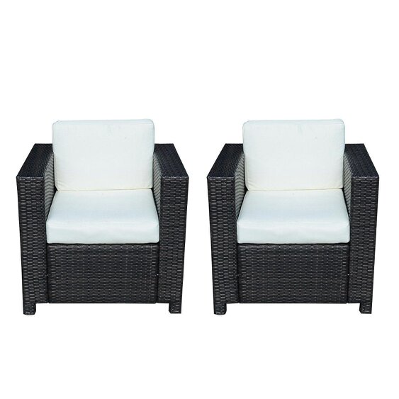 Wyld Haus Vamino Black Rattan Set Of 2 Armchairs With Woven Finish (Table Not Included)