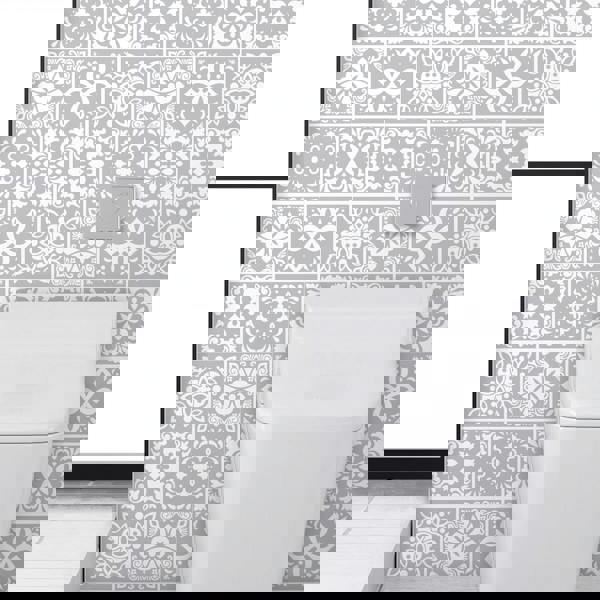 WALPLUS WT1556 - Andalu Light Grey Cement Spanish Wall Tile Sticker Set - 15 cm x 15 cm - 24 pcs