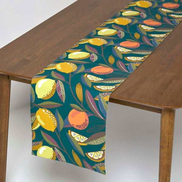 HOMESCAPES 100% Cotton Citrus Table Runner
