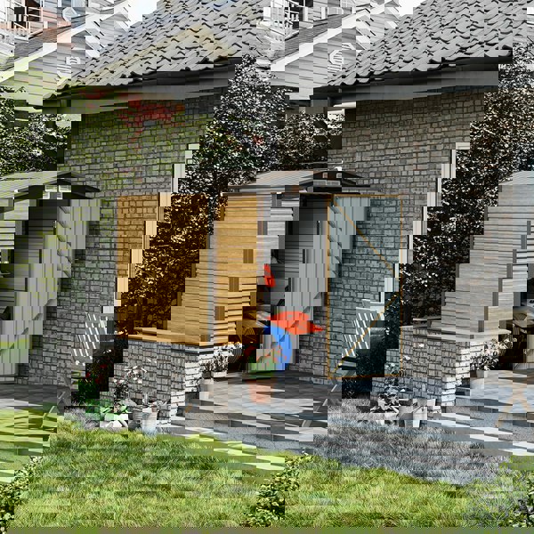 6×4ft Galvanized Steel Outdoor Tawny Garden Storage Shed