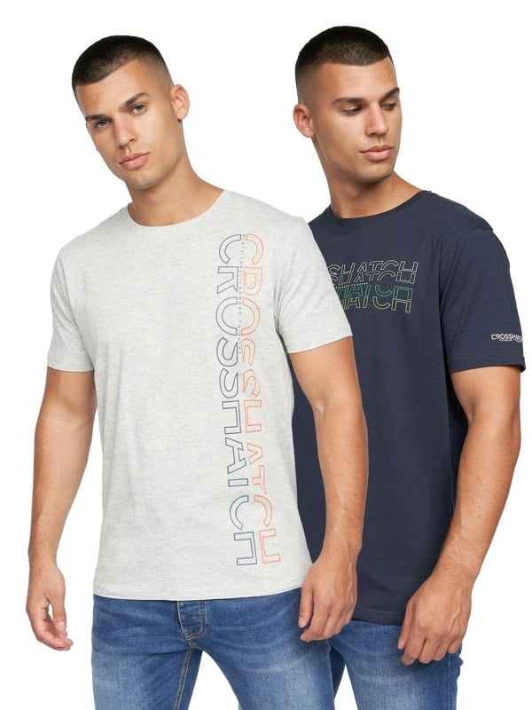 Crosshatch Cramtar T-Shirt 2pk Navy/Grey Marl