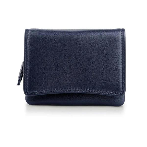 front view of navy soft leater purse giorgia verona
