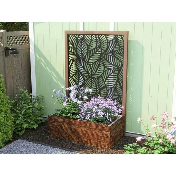 Dunster House Timber Effect Garden Bed Planter with  Screen 1200mm x 600mm x 400mm