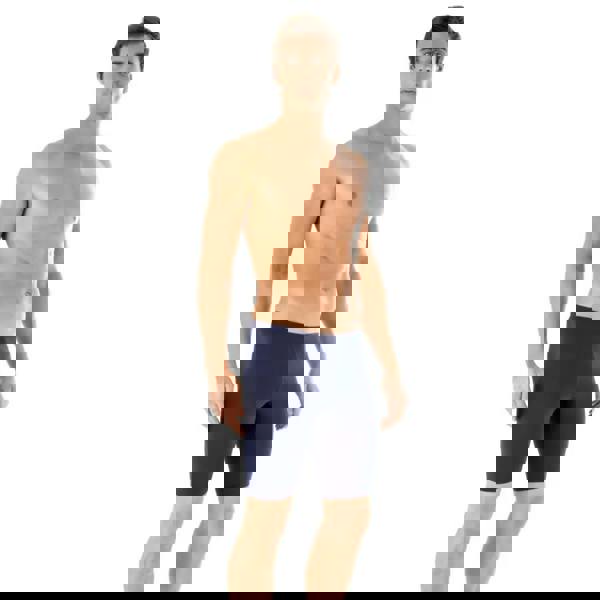 Navy blue Speedo Endurance+ 44cm jammer with ribbed waistband and pockets