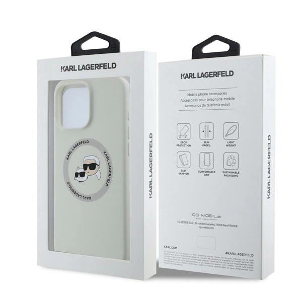 Karl Lagerfeld Liquid Silicone Karl & Choupette Head Case with MagSafe for iPhone 16 Pro Max 6.9" Beige - KLHMP16XSKCHTCE