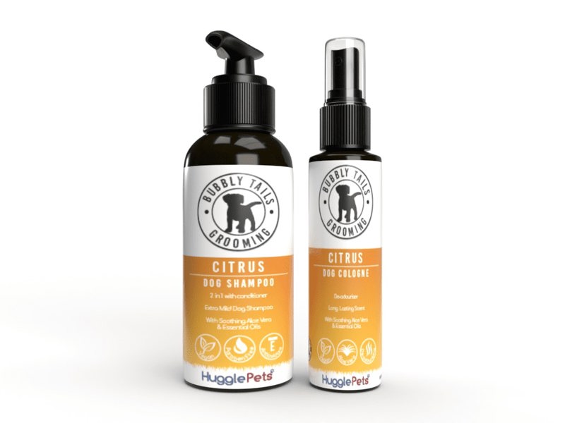 HugglePets Bubbly Tails Dog Shampoo and Deodorising Cologne Spray Set