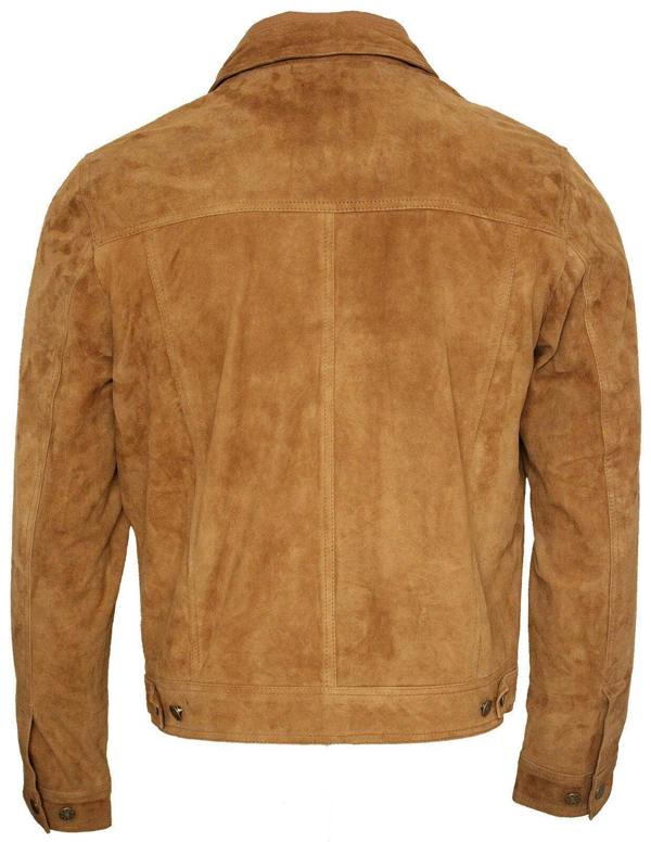 Infinity Leather Mens Goat Suede Leather Trucker Jacket-Taraz