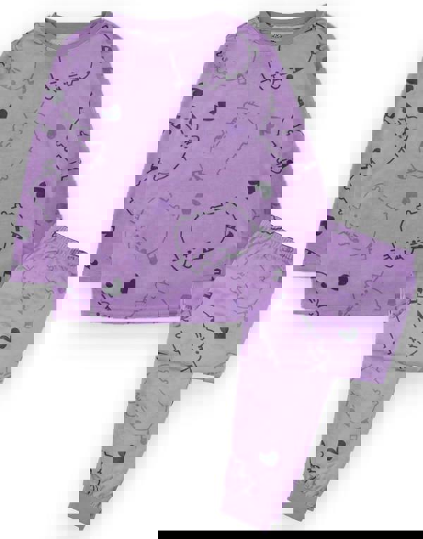 Pusheen Girls Purple All Over Print Long Sleeve Long Leg Pyjama Set