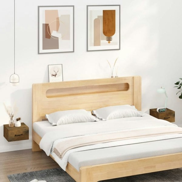 Berkfield Wall-mounted Bedside Cabinets 2 pcs Smoked Oak 35x35x20 cm