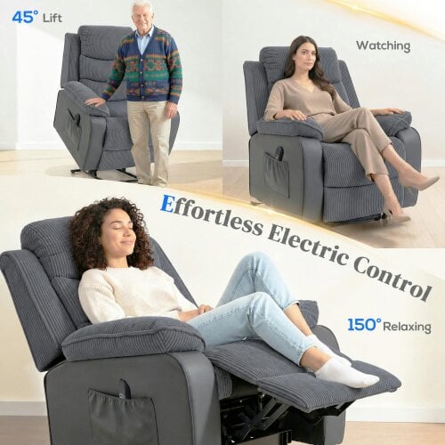 HOMCOM Riser Recliner Chair for Elderly, Electric Recliner Armchair, Brown