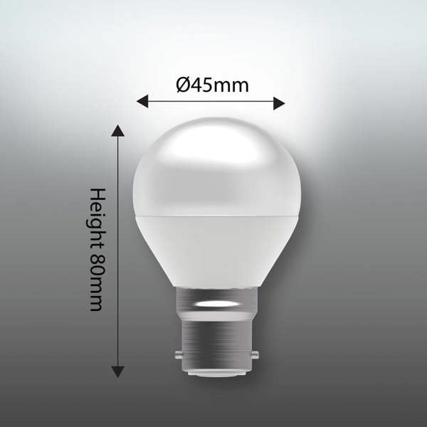 BELL Lighting B22 Dimmable LED Golf Ball Bulb Natural White 4000K 470lm 4.7W Round Bayonet 40W Equivalent