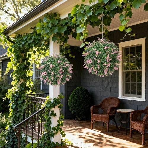 Wyld Haus Rari Set Of 2 UV Resistant Artificial Topiary Ball Plants In Pink