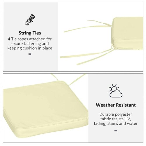 Bobobiy Set of 6 Pcs Chair Cushion, 42Lx42Wx5T cm-Cream White