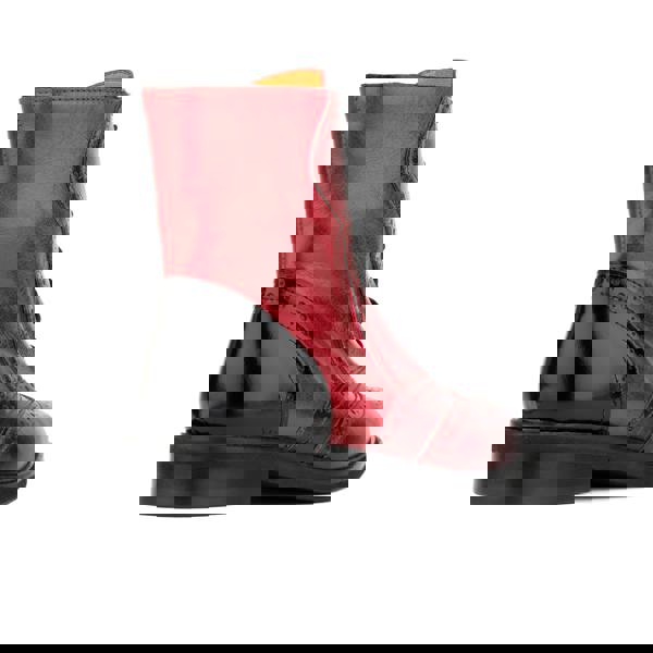 Embassy London Brick Lane Boots - Claret - Women's dark red leather oxford boot with brogue styling