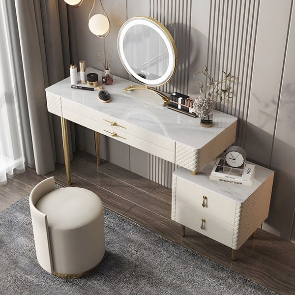 Prestigio Dressing Table With LED Mirror, Cream-Weilai Concept-Weilai Concept