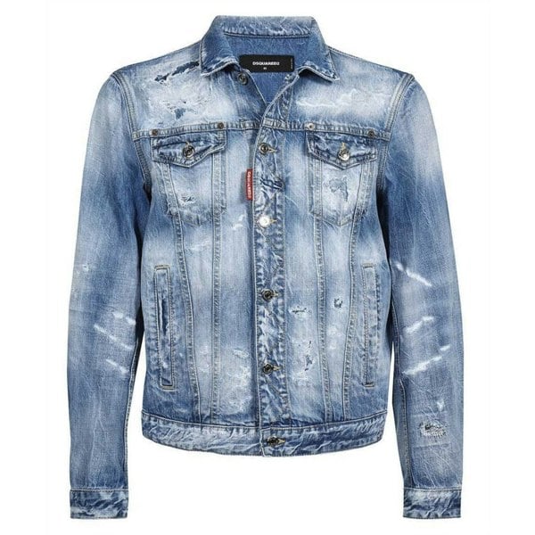 DSQUARED2 S74AM1305 S30309 DAN JEAN JACKET 470 BLUE NAVY DENIM JACKET Mens 48