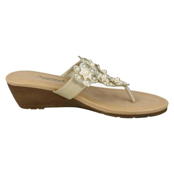 Savannah Ladies Savannah Mid Wedge Toepost Sandals