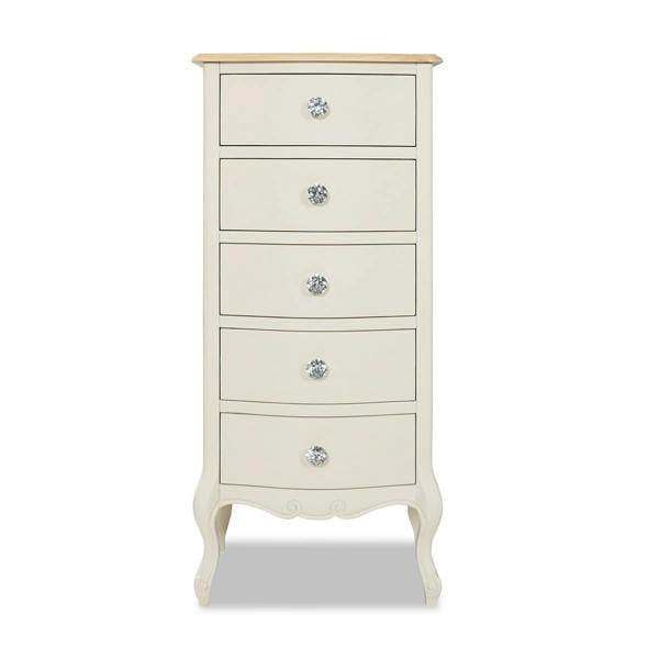 Statement Furniture Juliette Tallboy 5 Drawer with Crystal Handles French Style Bedroom Chest