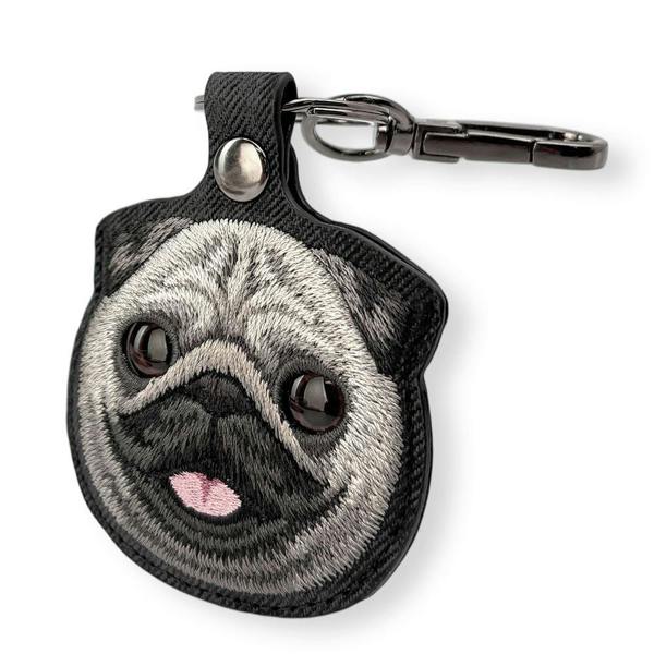 Nimmy Friends Nimmy Big Eye Cute Pet Pug Dog Face Airtag Keychain Black - N-XDY-YSK-09-A
