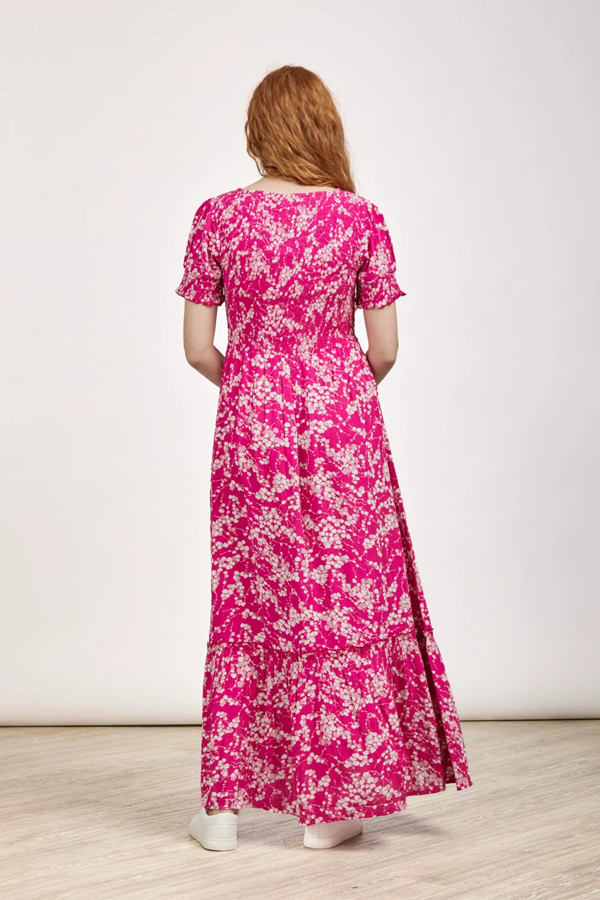 Mudflower Leaf Print Maxi Dress