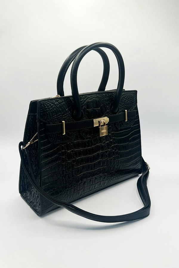 SVNX Croc Buckle Tote Bag in Black