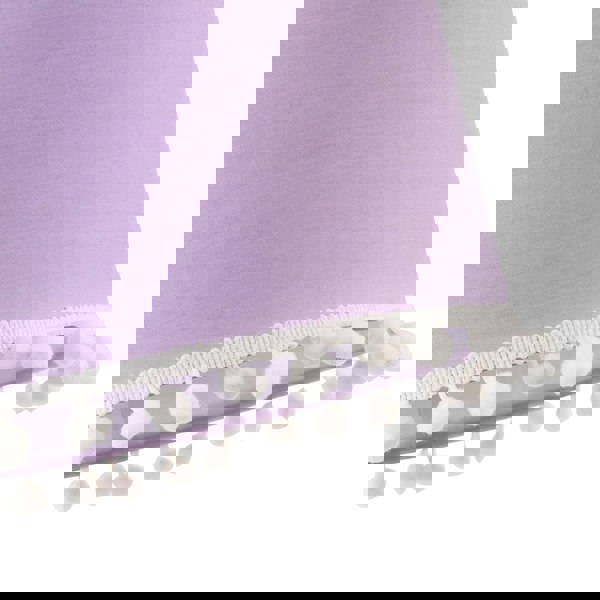 Cute and Modern Lilac Cotton 10" Lamp Shade with White Woolly Pom Poms Image 3