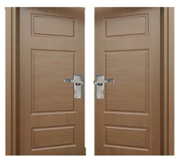 EDH Door Hardware Victorian Straight Chrome Door Handles – Interior Lever Handles on Backplate