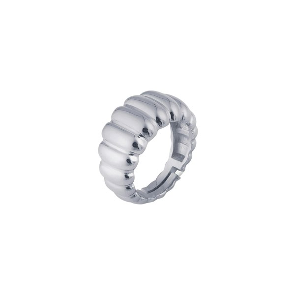 Spero London Large Multi Dished Adjustable Puffy Sterling Silver Croissant Ring