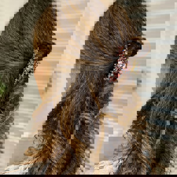 hair clamp pink hair claw clip gold hair half up