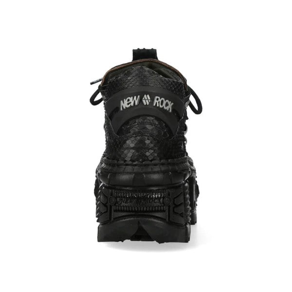 New Rock M-106WALL-C65 Black Leather Platform Ankle Boots