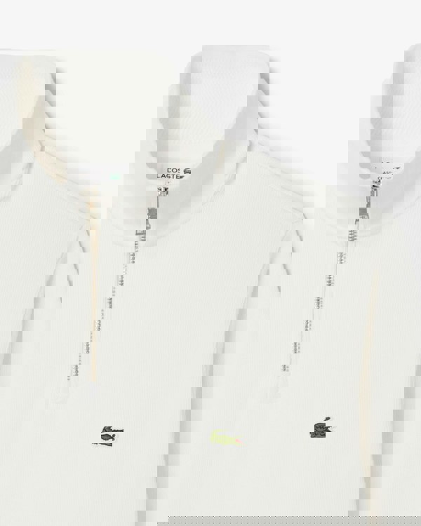 Lacoste Mens Zippered Stand-Up Collar Cotton Sweatshirt - Flour 70V