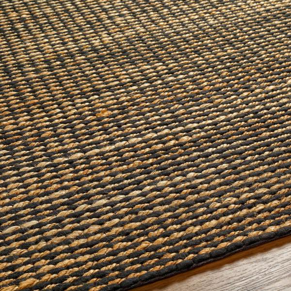 Livabliss Priya-Hand Woven Black Tan Jute Wool Modern Fringe Rug