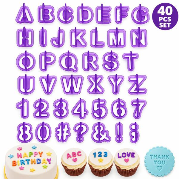 ATEK 40 Piece Alphabet Number Fondant Cutters Cake Decorating Letter Symbol Set