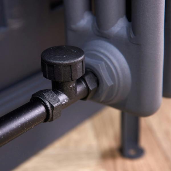 Flode Anthracite Radiator Valve | Straight TRV & LS Pack | 15mm x 1/2"