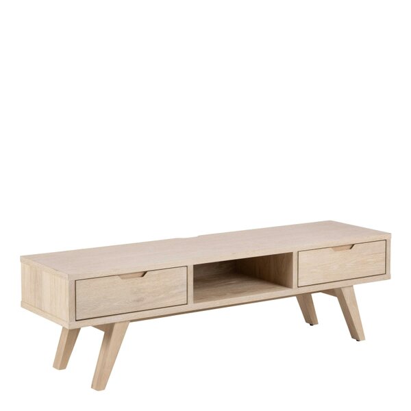 Wyld Haus Jyvaskyla White Oak Wood TV Unit 2 Drawers
