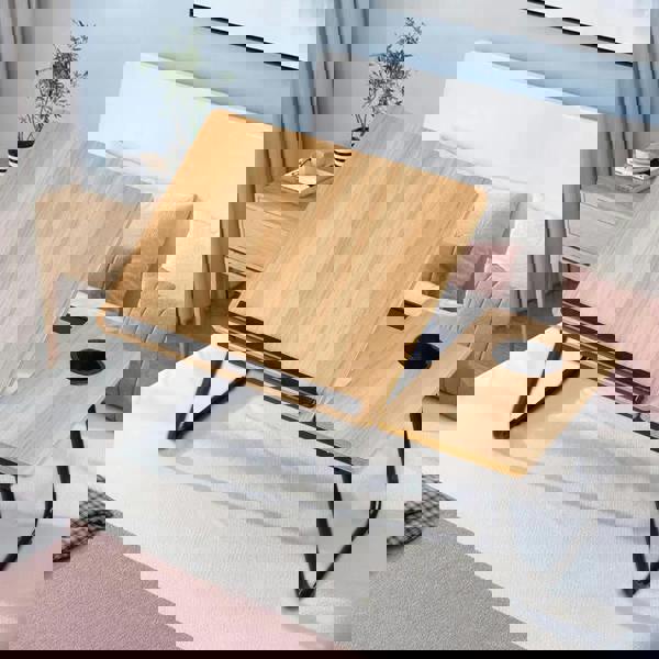 Living and Home Folding Angle Adjustable Laptop Bed Table with Cup Slot, Stop Bar