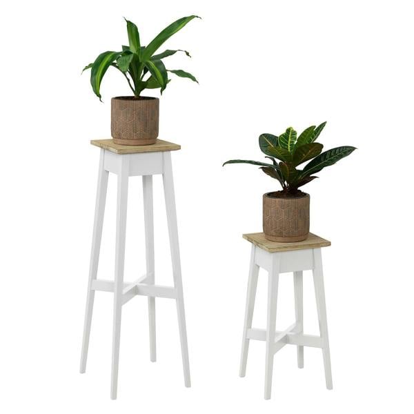 Florence Plant Stands Set of 2, Tall Small Wooden Plant Holders Assembled