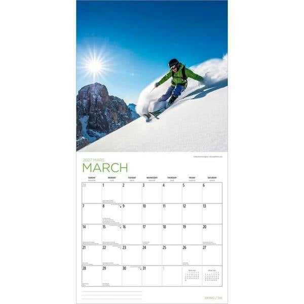 Skiing Calendar 2027, Wall Calendars, Month To View, Sports, Gift