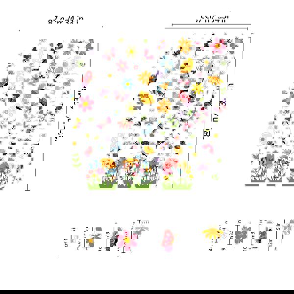 WALPLUS WSW6009 - Butterflies In The Meadow Of Flowers Window Clings