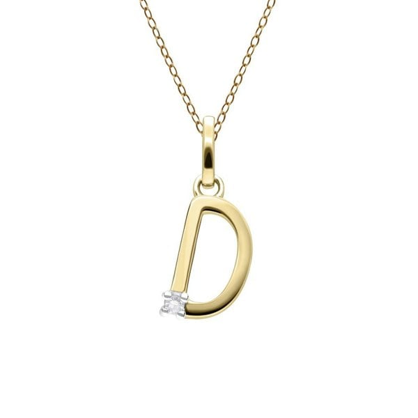 Gemondo Initial Diamond Letter Necklace In 9ct Yellow Gold