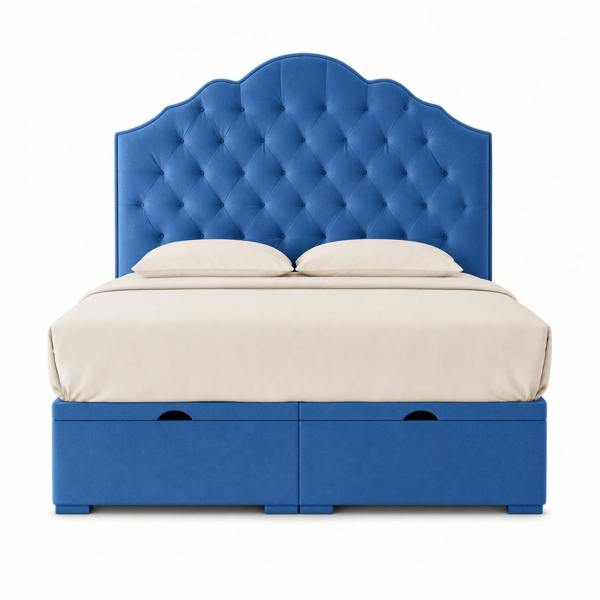 Great British Beds Sydney Divan Ottoman Bed - Blue Plush
