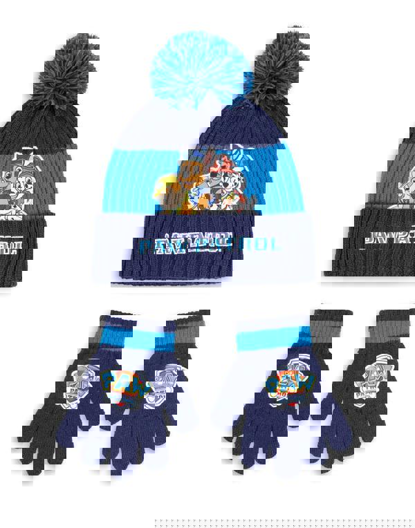 Paw Patrol Boys Blue Team Pose Beanie and Gloves Set (One Size)