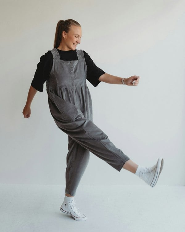 Alice Grey Smocking Strap Jumpsuit - image 2